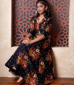 Black embroidered silk lehenga set