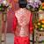 Red embroidered pure brocade silk nehru jacket set