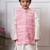 Pink embroidered silk nehru jacket set
