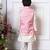 Pink embroidered silk nehru jacket set