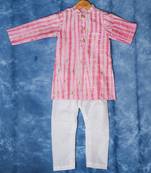 Pink embroidered chanderi silk kurta pyjama