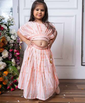 Pink embroidered chanderi silk lehenga set 2