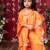 Orange embroidered satin co ord set