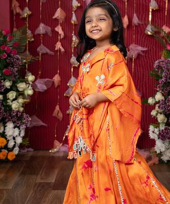 Orange embroidered satin co ord set 5