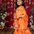 Orange embroidered satin co ord set