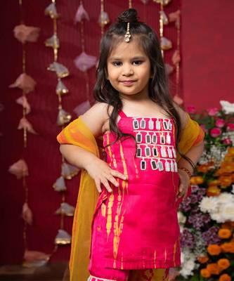 Pink embroidered satin sharara set 3