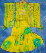 Yellow embroidered chanderi silk sharara set