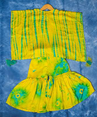 Yellow embroidered chanderi silk sharara set 2