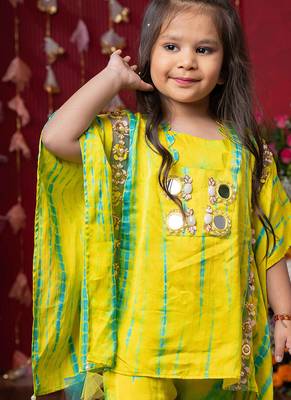 Yellow embroidered chanderi silk sharara set 4