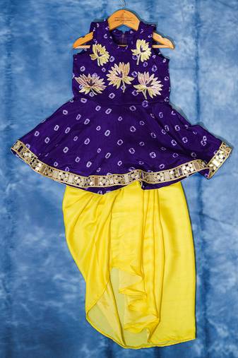 Purple embroidered crepe co ord set