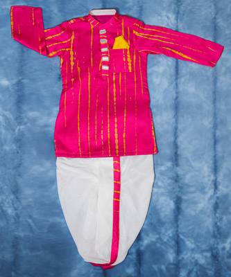 Pink embroidered satin kurta pyjama 1