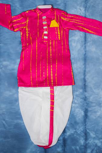 Pink embroidered satin kurta pyjama