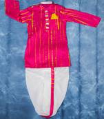 Pink embroidered satin kurta pyjama