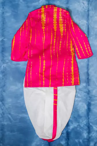 Pink embroidered satin kurta pyjama
