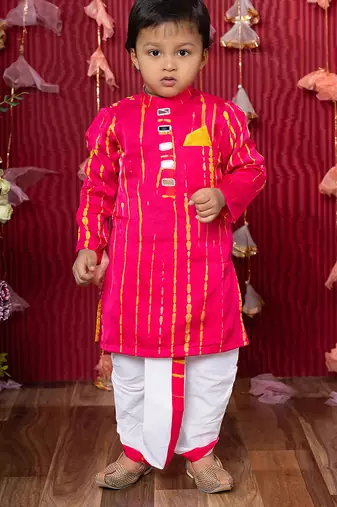 Pink embroidered satin kurta pyjama