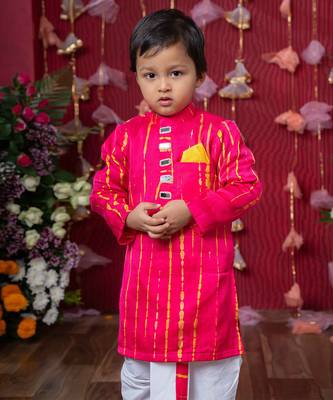 Pink embroidered satin kurta pyjama 4