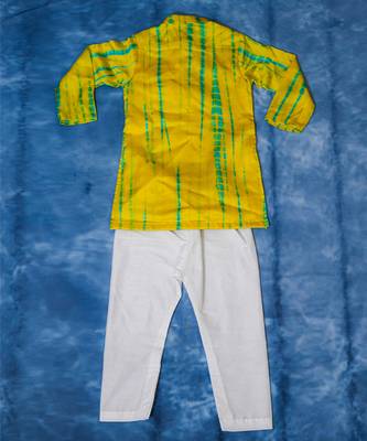 Yellow embroidered satin kurta pyjama 2