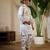 White satin thead with sequins embroidered work wedding function festival party boys straight kurta pant koti