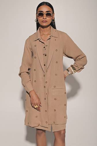 Beige linen dress