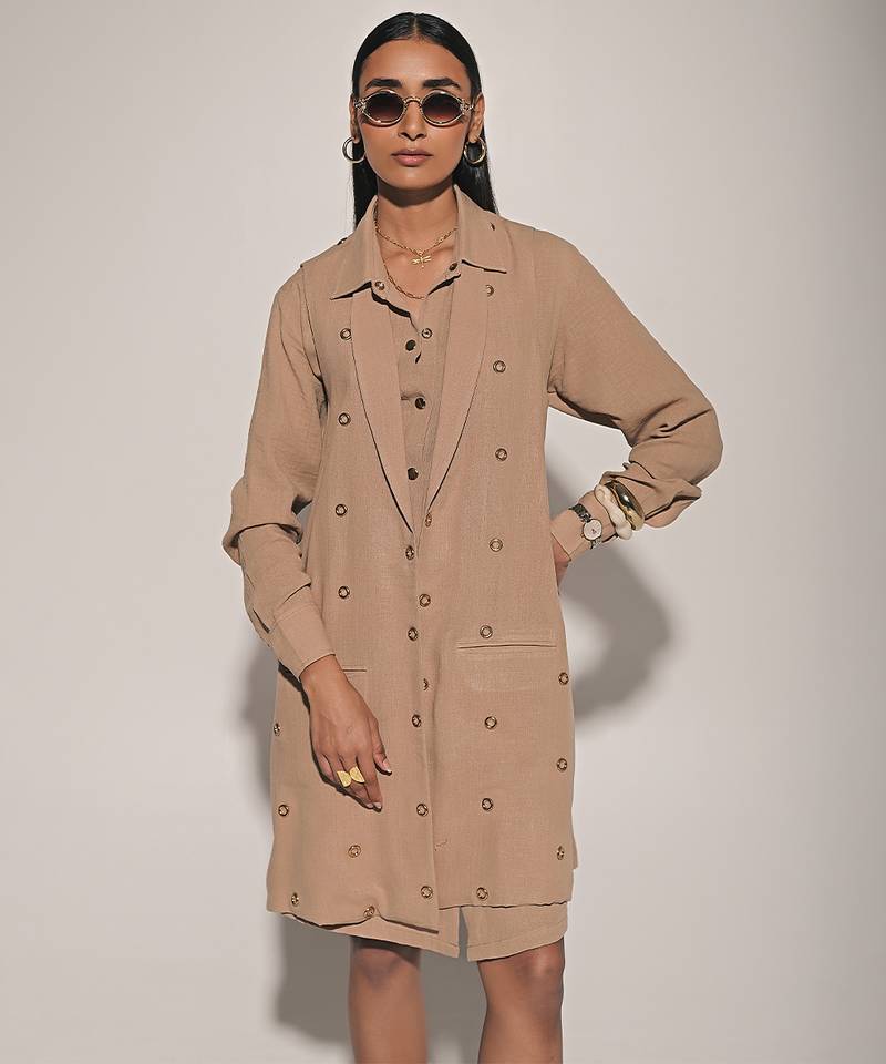 Beige linen dress