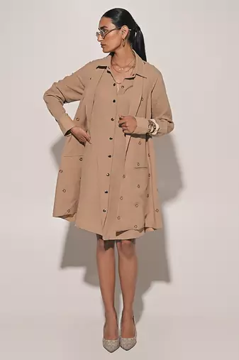 Beige linen dress