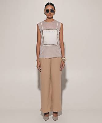 White embroidered linen co ord set 1