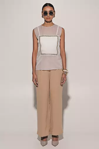 White embroidered linen co ord set