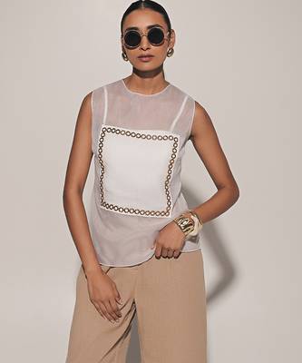 White embroidered linen co ord set 2