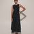 Black embroidered linen dress