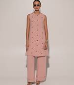 Pink embroidered linen co ord set