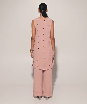 Pink embroidered linen co ord set 4