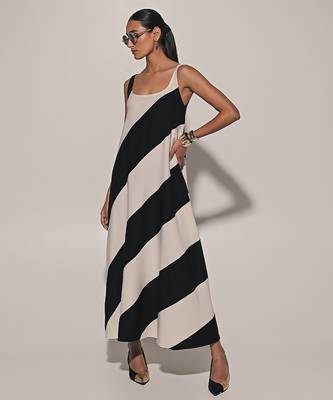 Black & white imported scuba georgette striped dress 2