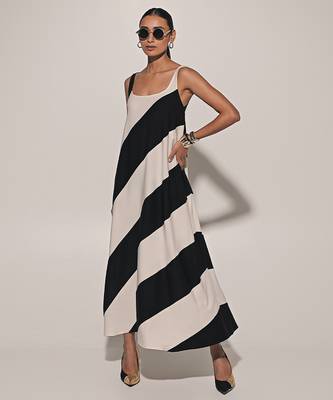 Black & white imported scuba georgette striped dress 3