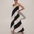 Black & white imported scuba georgette striped dress