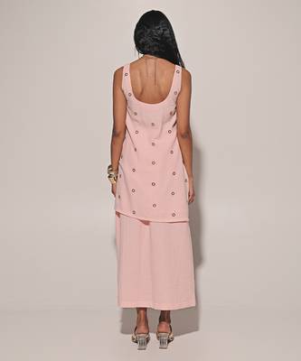 Pink embroidered linen co ord set 4