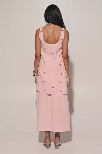 Pink embroidered linen co ord set