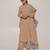 Beige embroidered linen kurta set