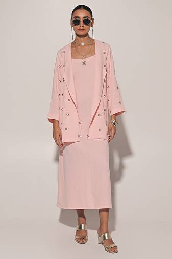 Pink embroidered linen co ord set