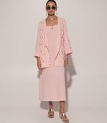 Pink embroidered linen co ord set
