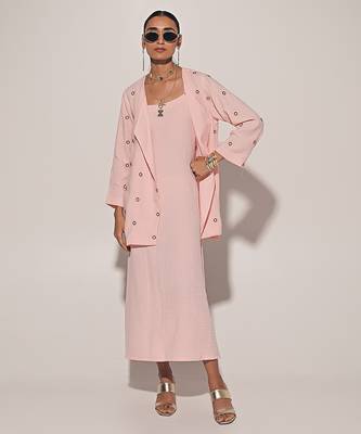 Pink embroidered linen co ord set 2
