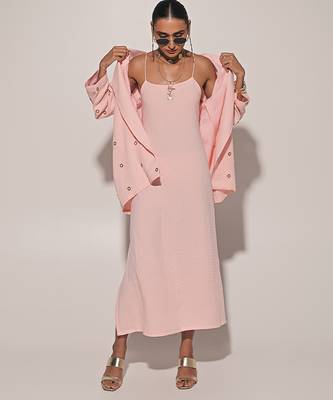 Pink embroidered linen co ord set 3