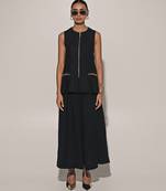 Black embroidered linen co ord set