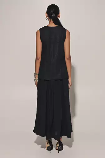 Black embroidered linen co ord set