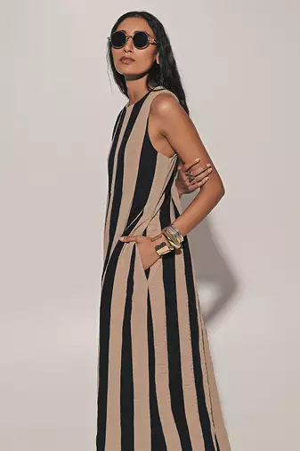 Beige linen dress
