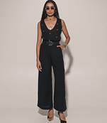 Black embroidered linen co ord set