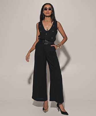 Black embroidered linen co ord set 2
