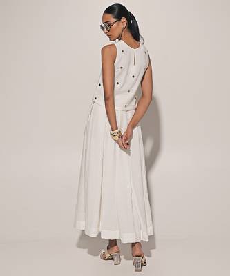 White embroidered linen co ord set 4