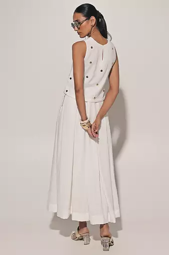 White embroidered linen co ord set