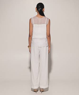 White embroidered linen co ord set 2