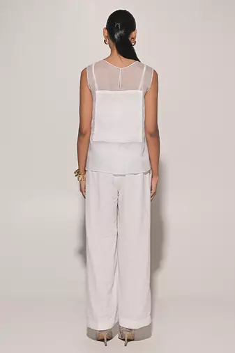 White embroidered linen co ord set